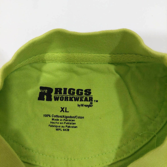 Riggs Workwear by Wrangler Neon Yellow Work 100% Cotton Men's Shirt Size XL - Picture 4 of 7
